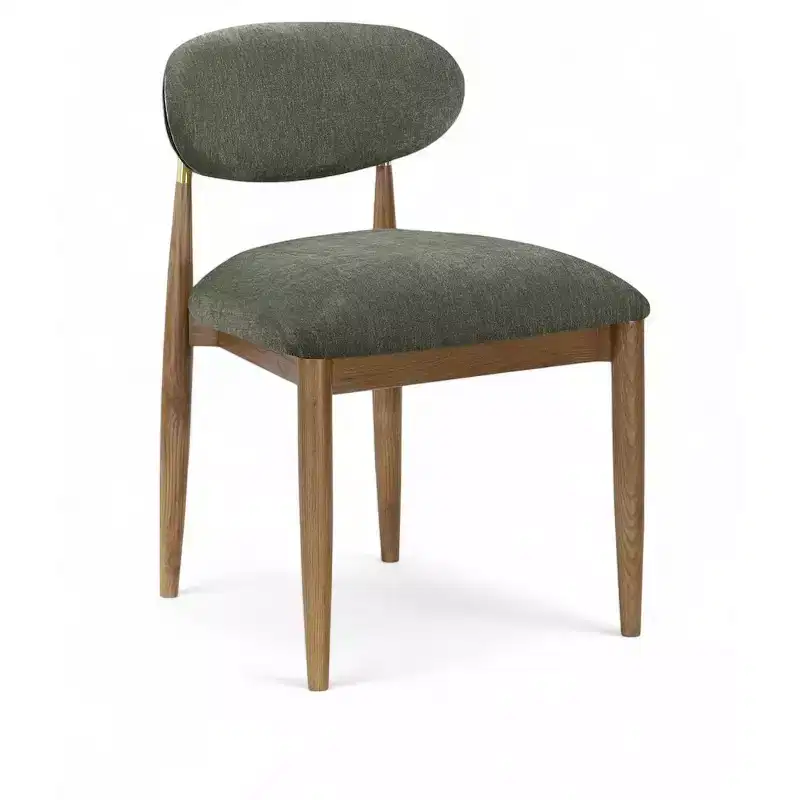 Set of 2 Olive Performance Fabric Upholstered Dining Side Chairs