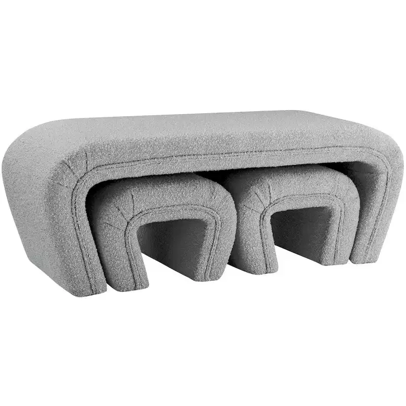 Meridian Furniture,Odelia Boucle Fabric Bench