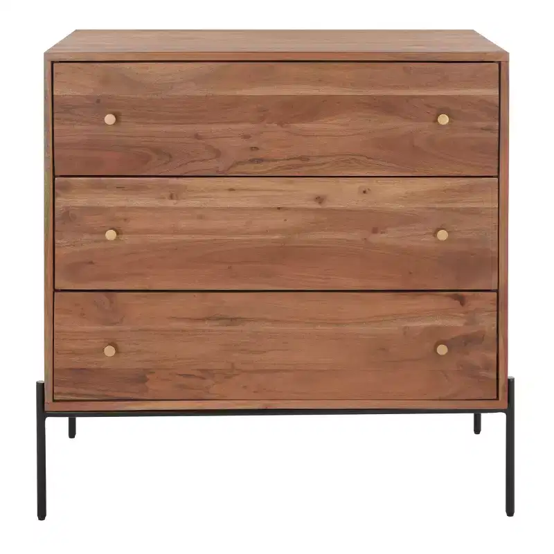 Dowling 3 Drawer Chest - CHS9002 - Brown/Black - Safavieh