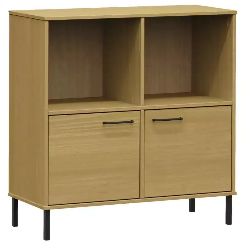 Bookshelf Book Cabinet with Metal Legs Storage Cabinet OSLO Solid Wood