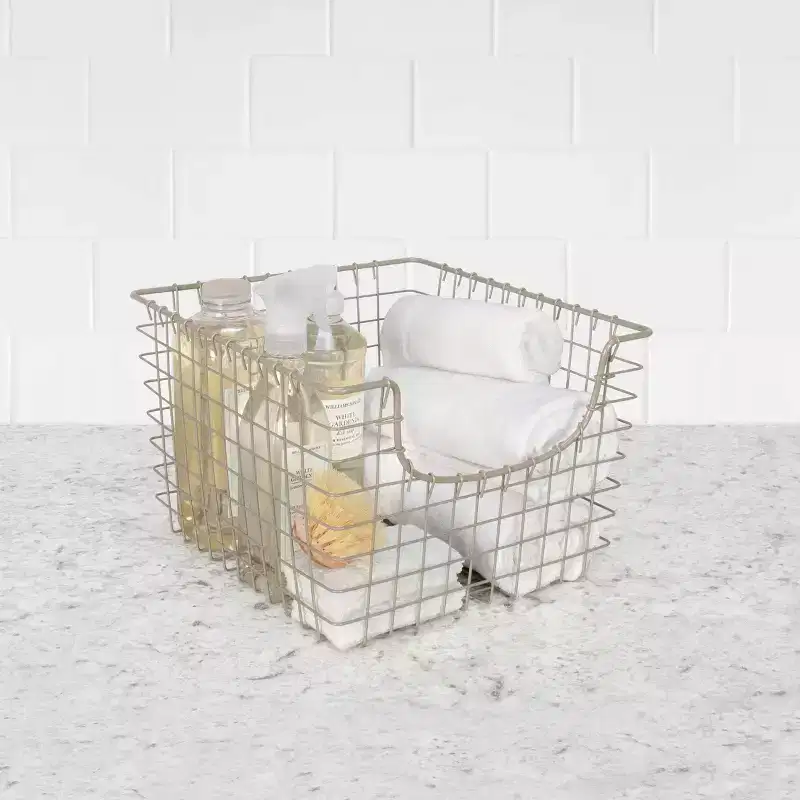 Scoop Wire Storage Basket, Steel, Open Front, Portable – 15
