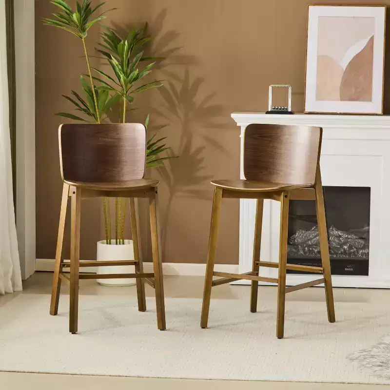 Christopher Knight Home Mario Indoor Wood Barstools with Curved Backrest (Set of 2)
