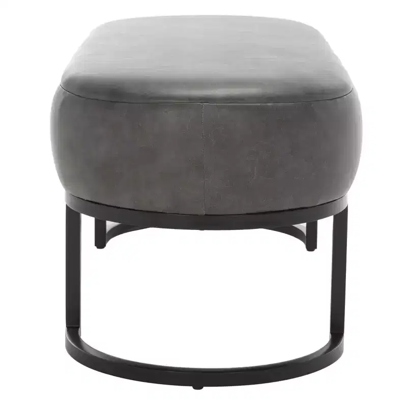Oval Bench, Grey PU Leather Seat, Elegant Accent Seating - BCH6403