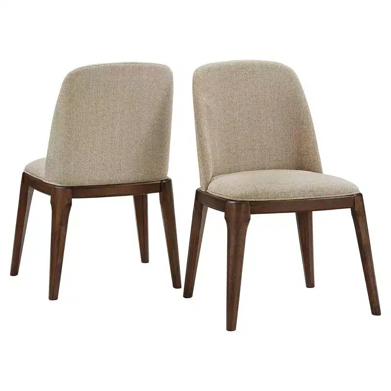 Kaiden Walnut Finish Upholstered Side Chairs (Set of 2) - Walnut - iNSPIREQ