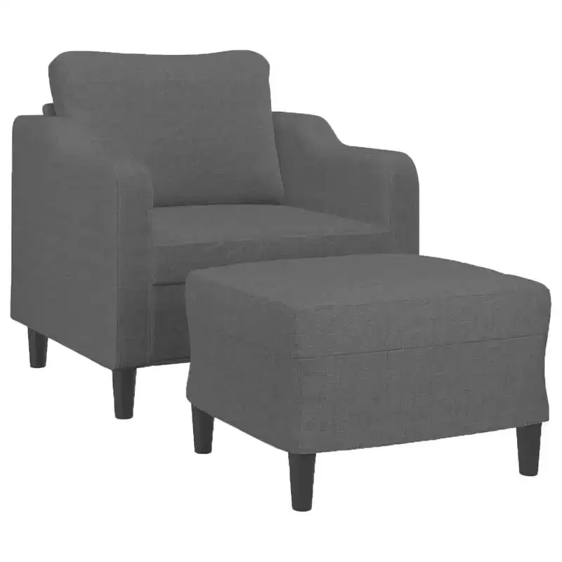 vidaXL Sofa Chair Single Sofa Armchair with Footstool for Living Room Fabric - Dark Gray