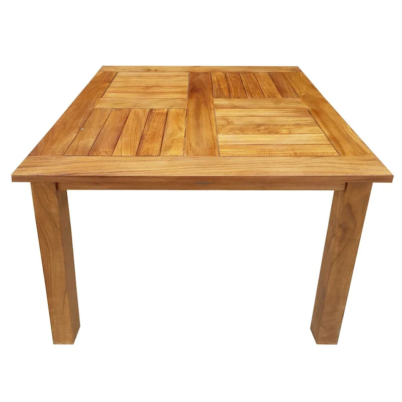 Chic Teak 3 Piece Teak Wood Seville Medium Counter Height Patio Bistro Dining Set, 2 Counters Stools and 35 Square Table