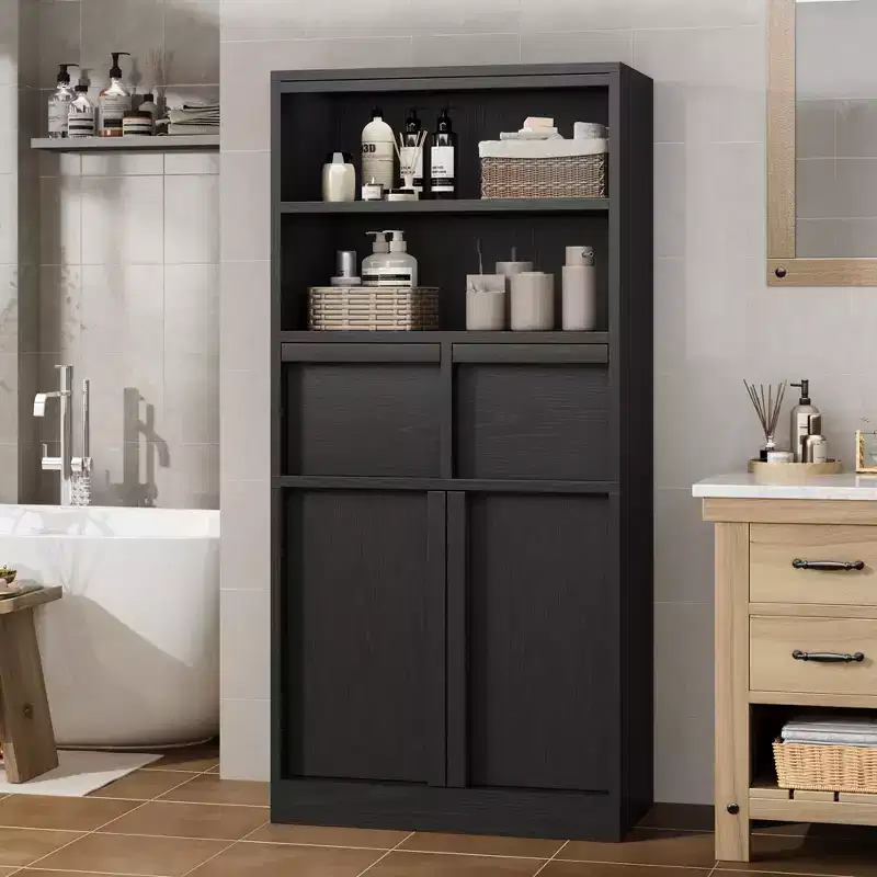 Tall Freestanding Bathroom Storage Cabinet with 2 Doors & 2 Drawers - 23.6