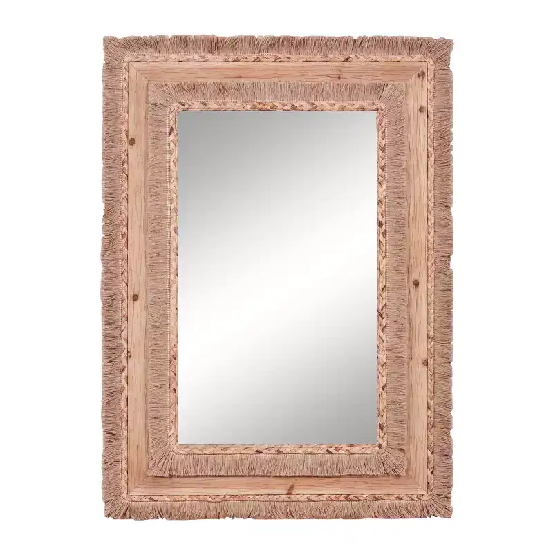 Bohemian Wood Rectangle Wall Mirror Brown - Olivia & May