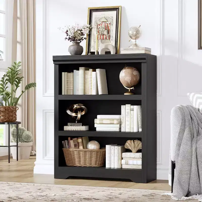 GustoWave Open Bookshelf With Adjustable Shelves, 23.6-In Wide Farmhouse Storage
