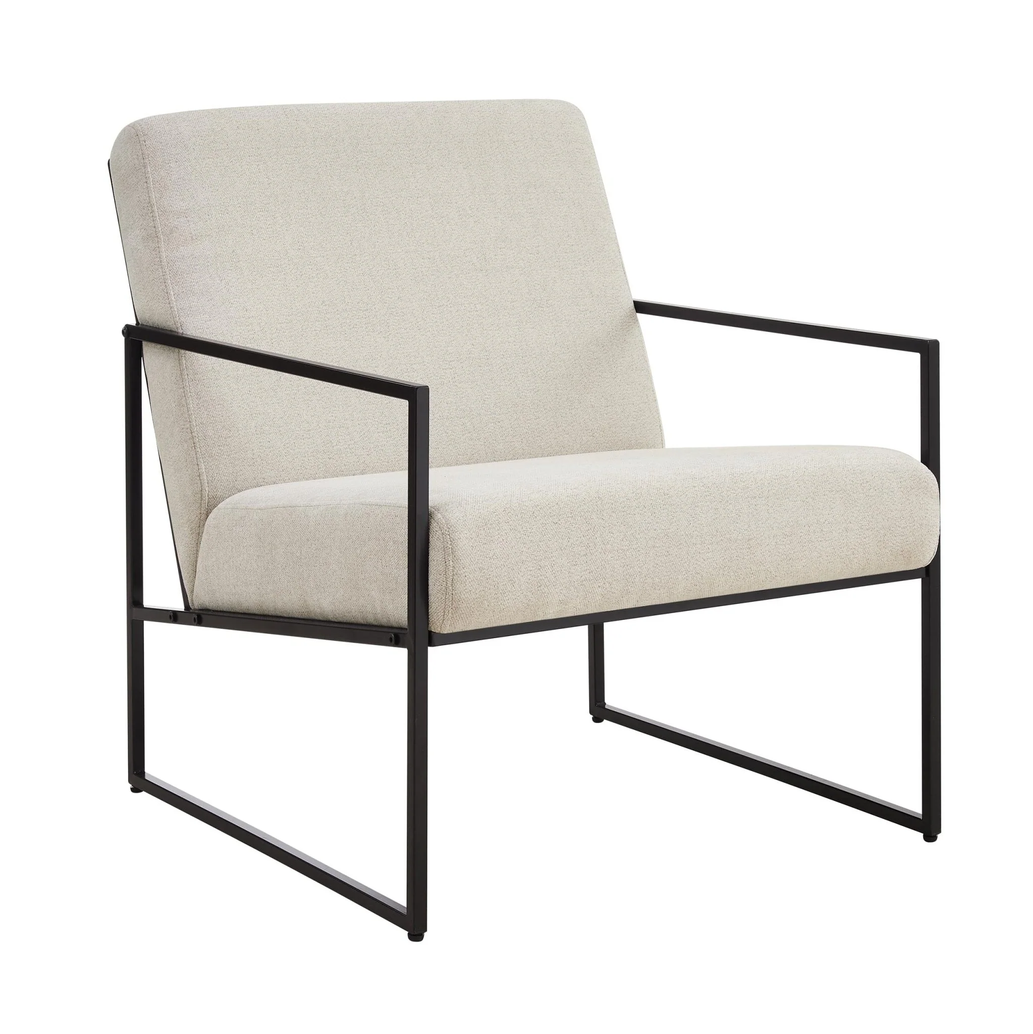 Modern Light Beige Fabric Accent Chair with Space-Saving Design for Living Room