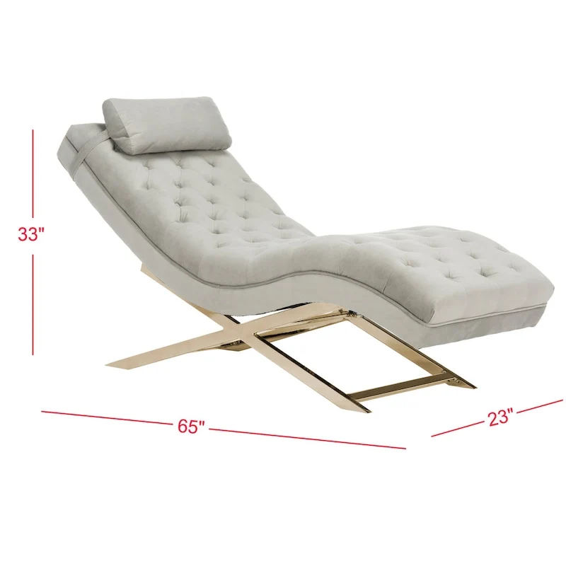 SAFAVIEH Cheri Chaise with Round Pillow - 65Wx23Dx33H