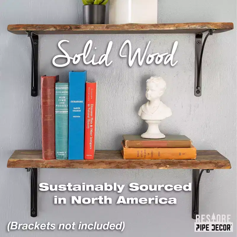 RESTORE Boulder Black 24 in. Live Edge Wood Shelf (Wood Only) by Pipe Decor
