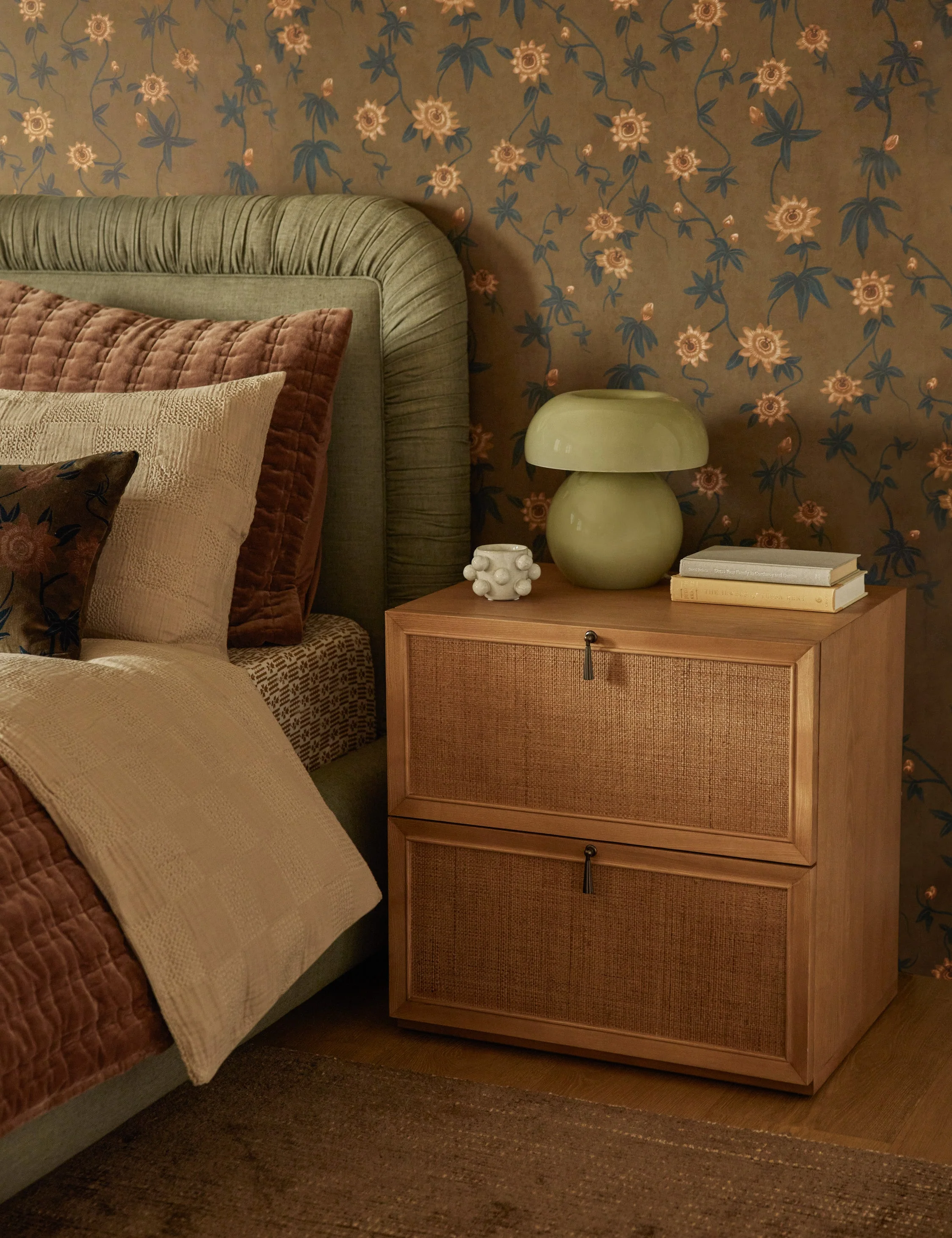 Nightstand Crafted from FSC-certified ash wood, the nightstand showcases fine craftsmanship with a nod to vintage design. Woven drawer fronts