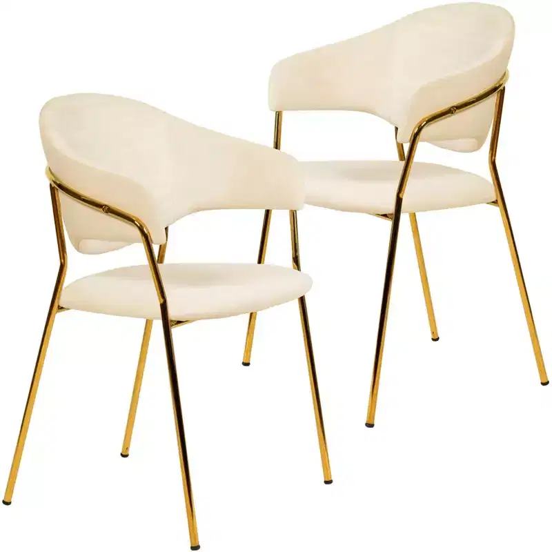 Upholstered Dining Chair Set of 2 Velvet Camelback Stainless Steel Legs 330 lbs