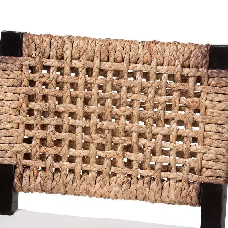 bali & pari Modern Bohemian Counter Stool, Dark Brown Mahogany & Seagrass, Woven Backrest