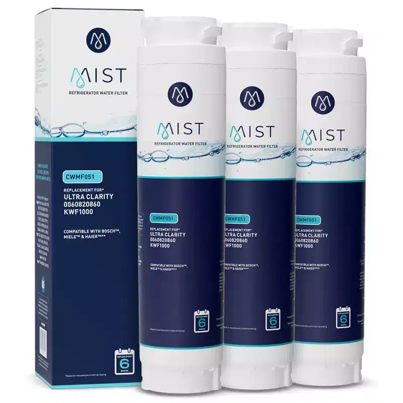 Mist 644845 Ultra Clarity Compatible with 9000077104, 9000194412, Miele KWF1000 Refrigerator Water Filter (3pk)