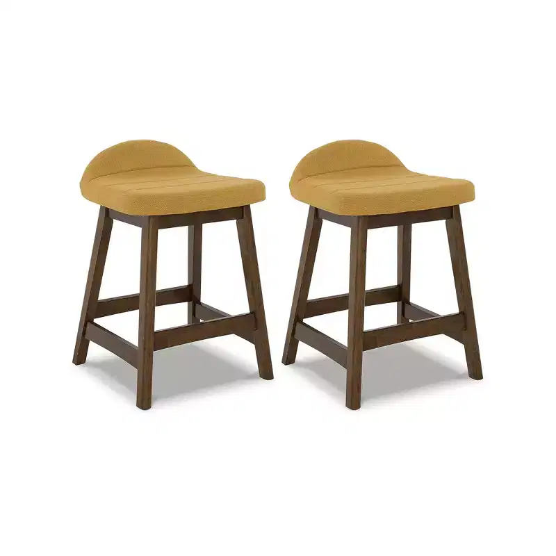 Lyncott Counter Height Upholstered Barstool with Foam Cushion, Set of 2, Mustard