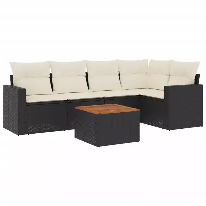 vidaXL Modular Garden Sofa Set in Poly Rattan with Cushions