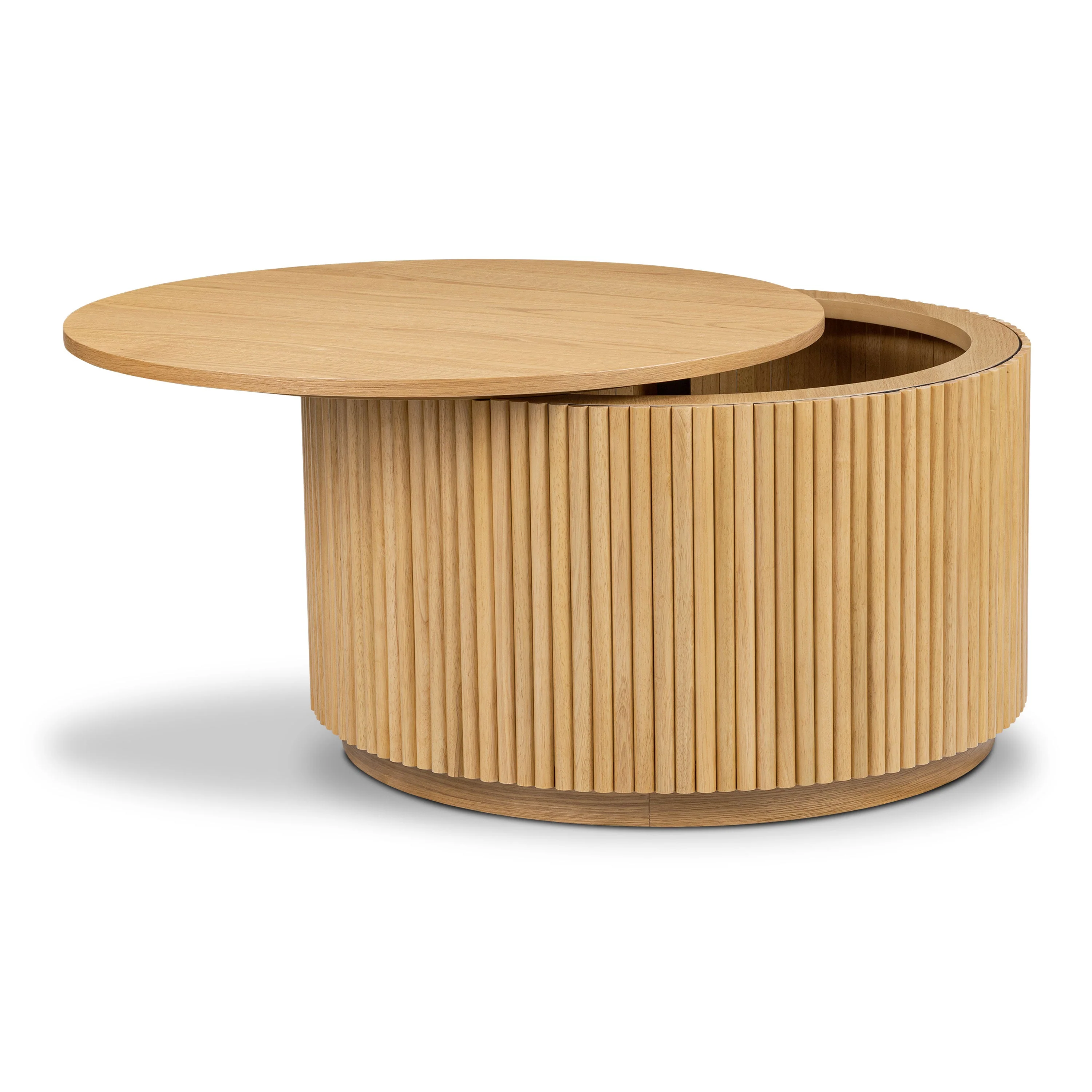 Modern Oak Oak Wood Coffee Table with Storage for Living Room