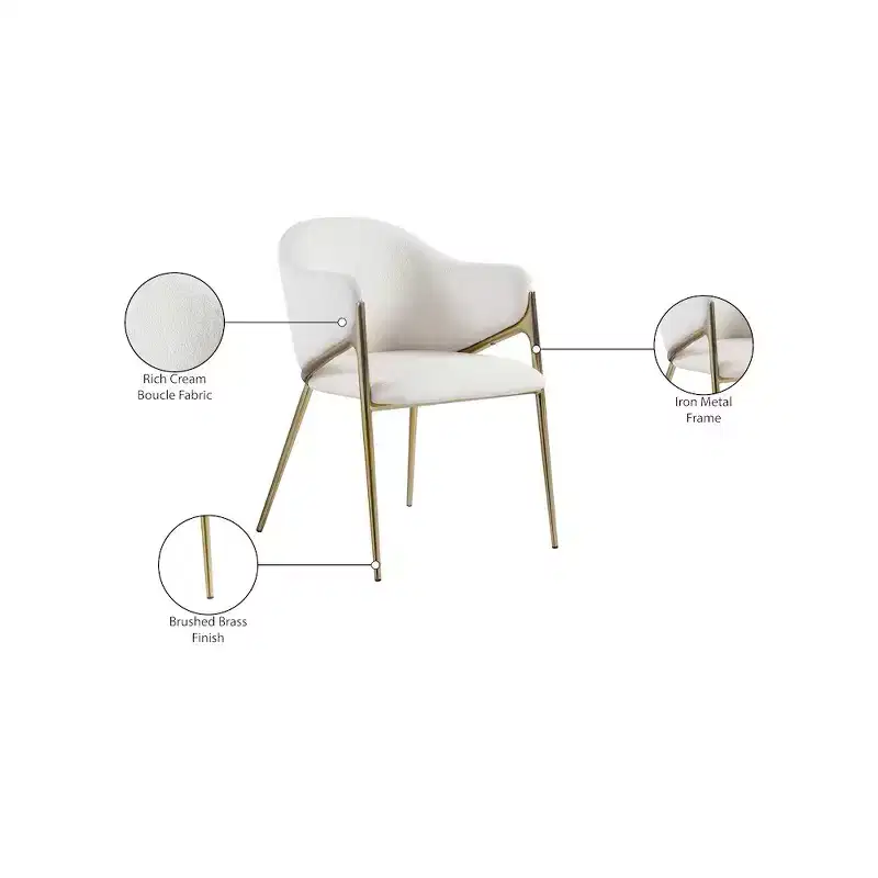 Meridian Furniture,Nial Boucle Fabric Dining Chair, Set of 2
