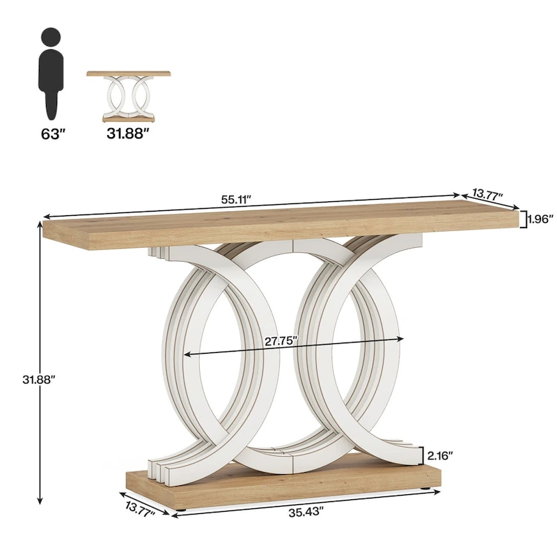 Farmhouse Console Sofa Table, 55 Inches Entryway Hallway Foyer Table