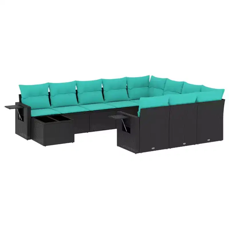 vidaXL 11 Piece Garden Sofa Set with Cushions Grey Poly Rattan