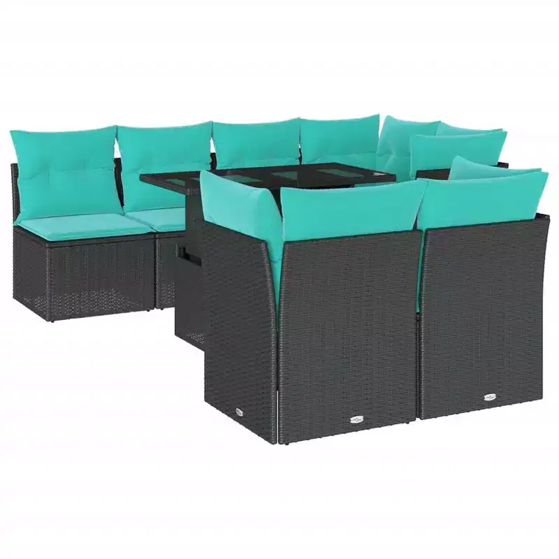 vidaXL Patio Sofa Set with Cushions Modular Outdoor Seating 8 Piece Poly Rattan
