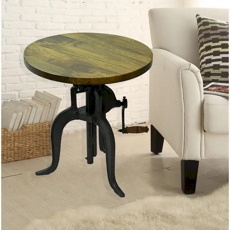 Regan Adjustable Accent Table - Chestnut Top - Black Base