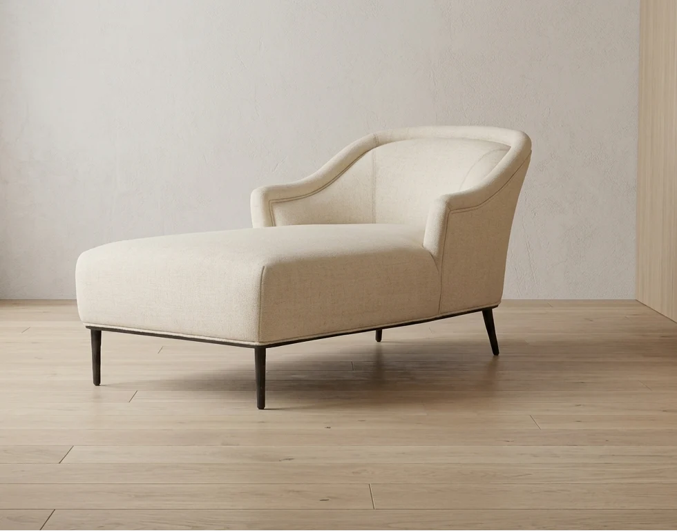 Deco Rounded Back Channel Tufted Spring Suspension Upholstered Chaise