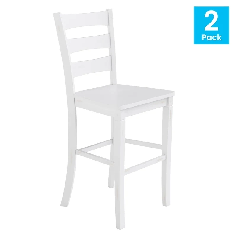 Commercial Grade Wooden Bar Height Stool, Set of 2