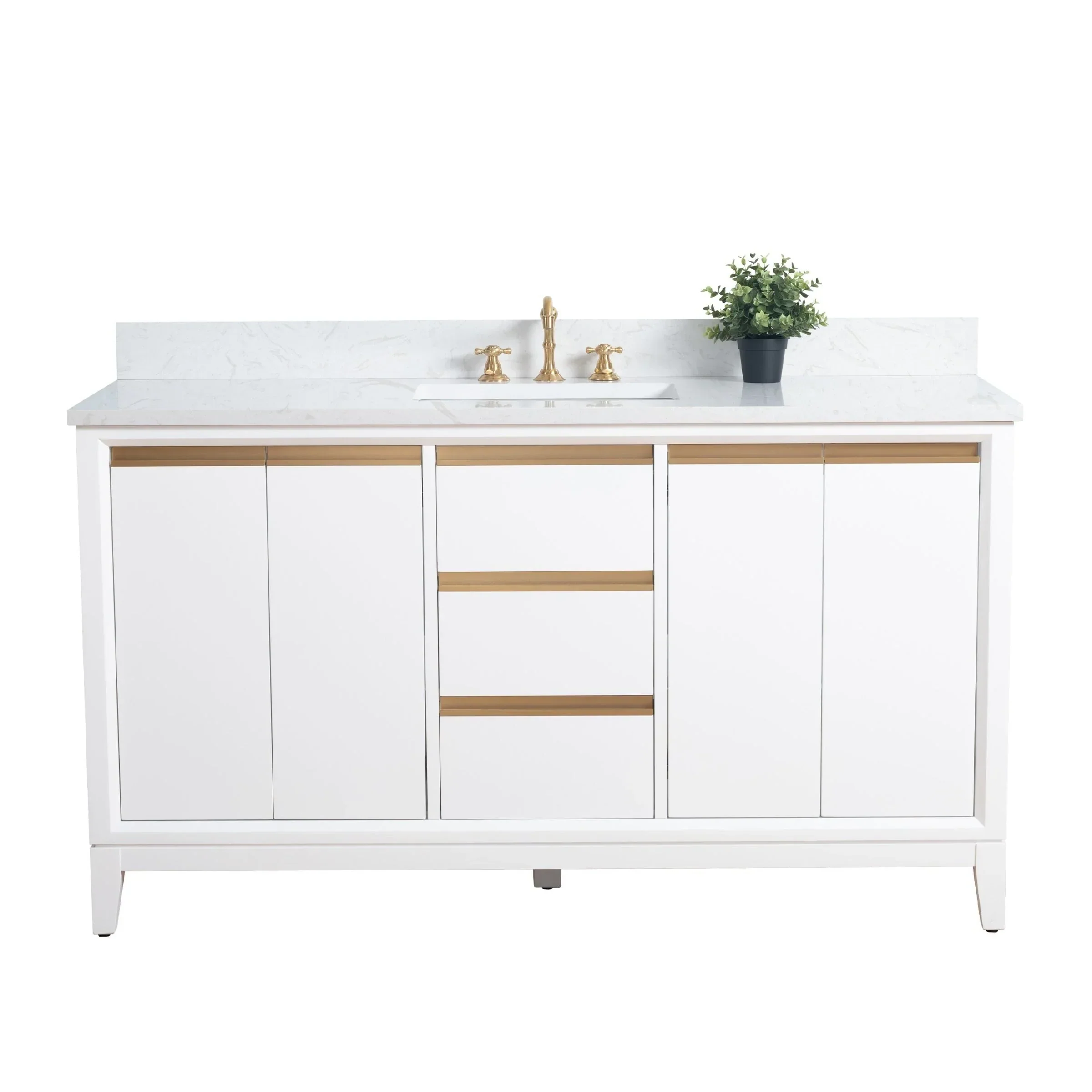 Vanity Art Bathroom Vanity with Ceramic Sink and Engineered Marble Top