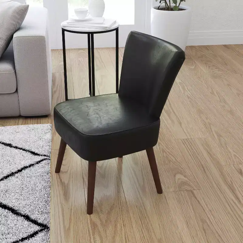 Faux Leather and Larchwood Mid-Back Accent Side Chair 30.5