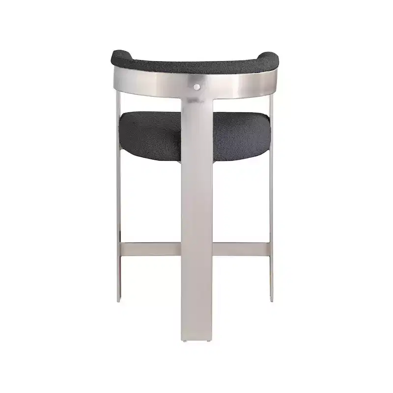 Meridian Furniture,Romeo Black Boucle Fabric Counter Stool, Set of 2